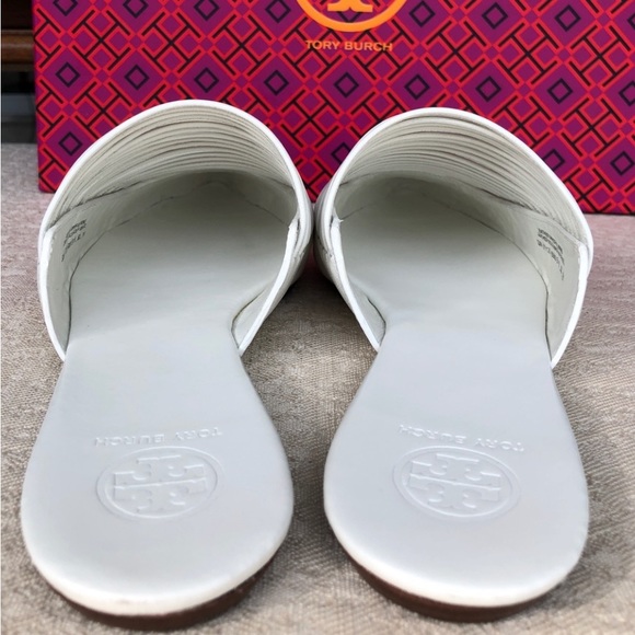 TORY BURCH Sienna flat slide leather mules white size 7 - Picture 14 of 17